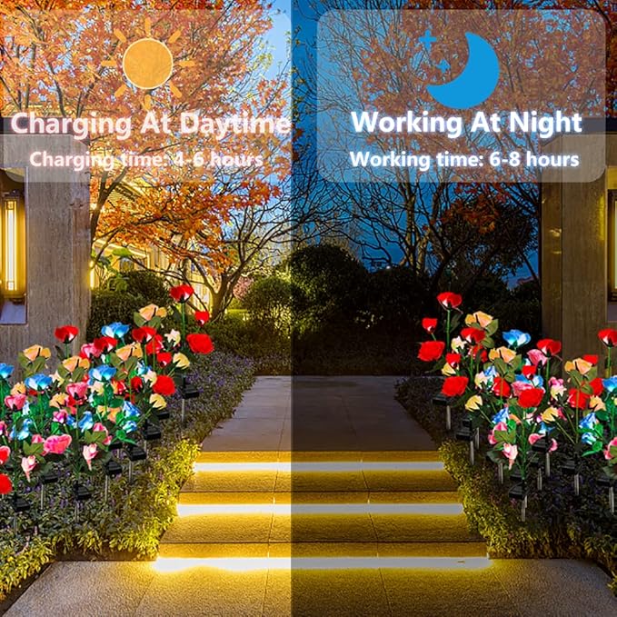 Mothers Day Gifts Solar Garden Decor Outdoor Lights, 4 Pack Waterproof Garden - Image 4