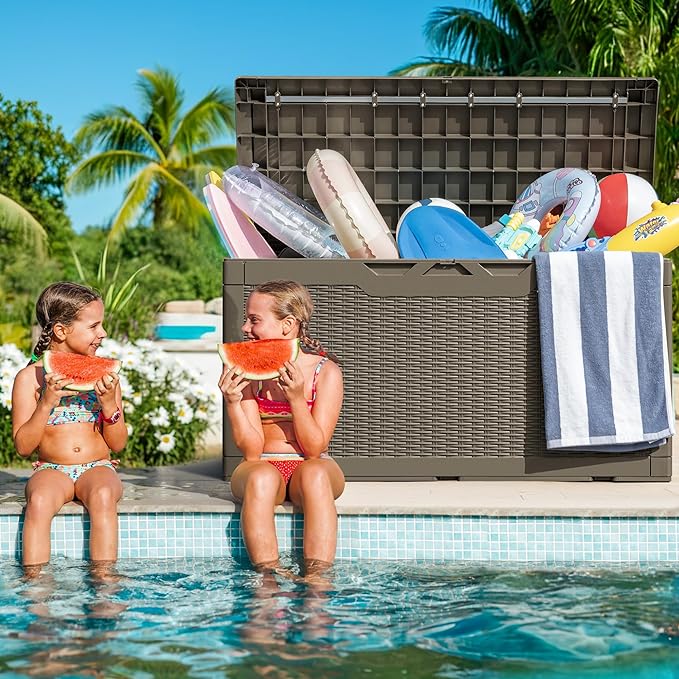 Greesum 100 Gallon Resin Deck Box Large Outdoor Storage - Image 2