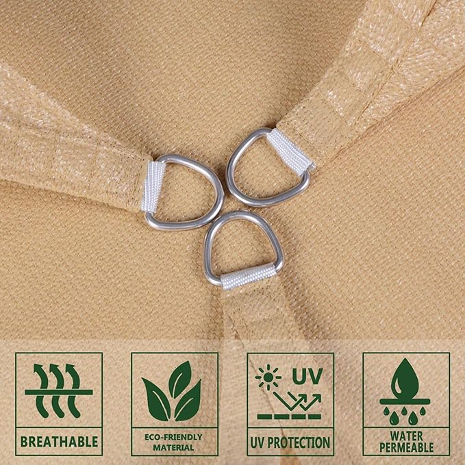SUNLAX Sun Shade Sail 10' x 10' x 10' Sand Triangle Canopy Sail Shade Cover UV - Image 5