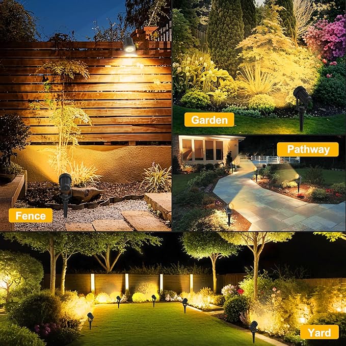 T-SUNUS Solar Spot Lights Christmas 6-in-1 Outdoor Warm White 3000K Landscape - Image 7