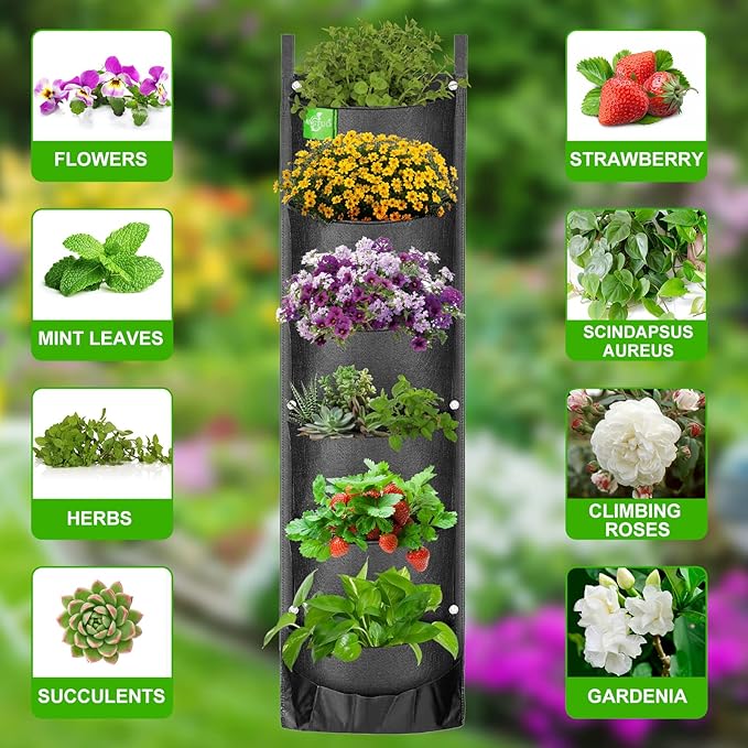 ANGTUO 6 Pockets Hanging Planters - Image 3
