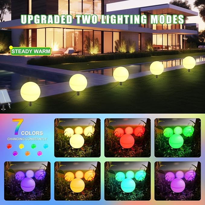 Solar Lights Outdoor Waterproof Decorations, 5 Pack Solar Globe Lights - Image 2