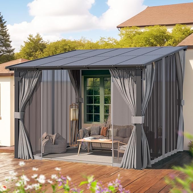 AECOJOY 10’ x 10’ Gazebo, Wall Mounted Gazebos Pergola - Image 4