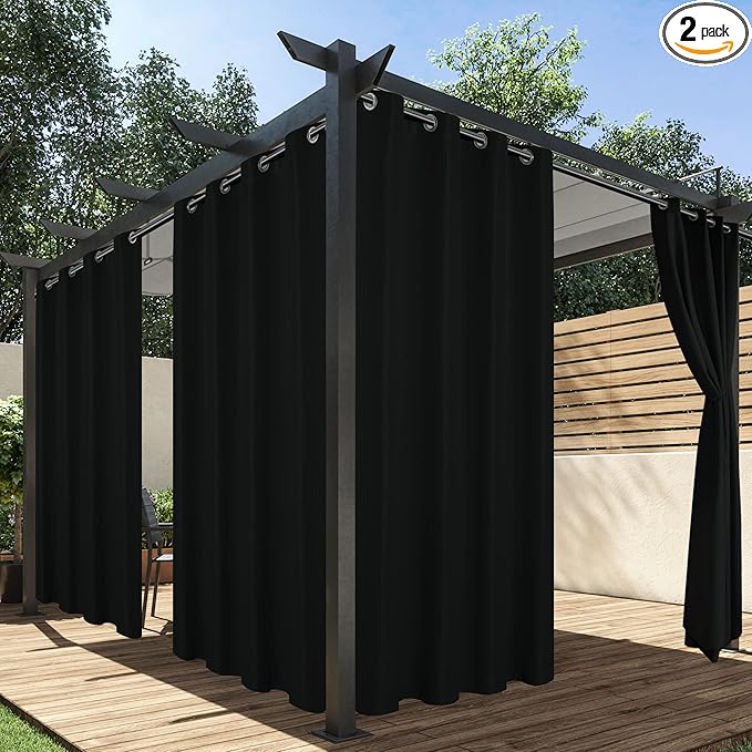 HolidayIdeas Outdoor Curtains for Patio Waterproof, 2 Panels by HolidayIdeas