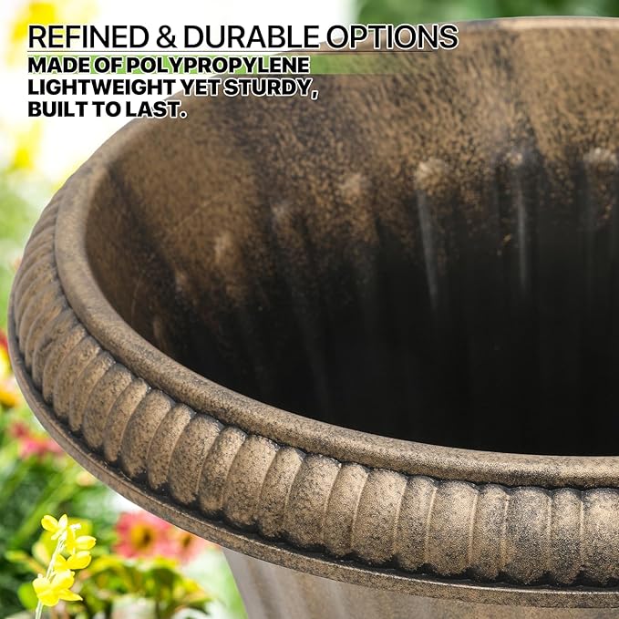 Magshion 20" Urn Planter for Outdoor and Indoor Plants, Large Decorative Front - Image 6