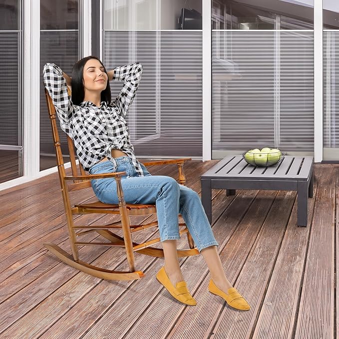 VINGLI Wooden Rocking Chair, Outdoor Chair - Image 7