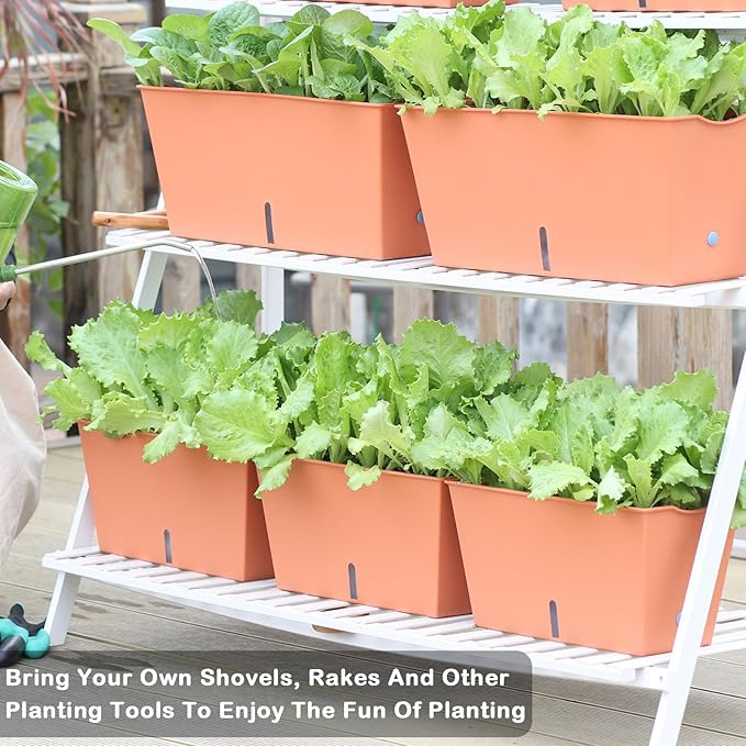 Window Box Planter 6 Pcs, 12.6 Inches Self Watering Rectangle Flower Plant Pots - Image 5