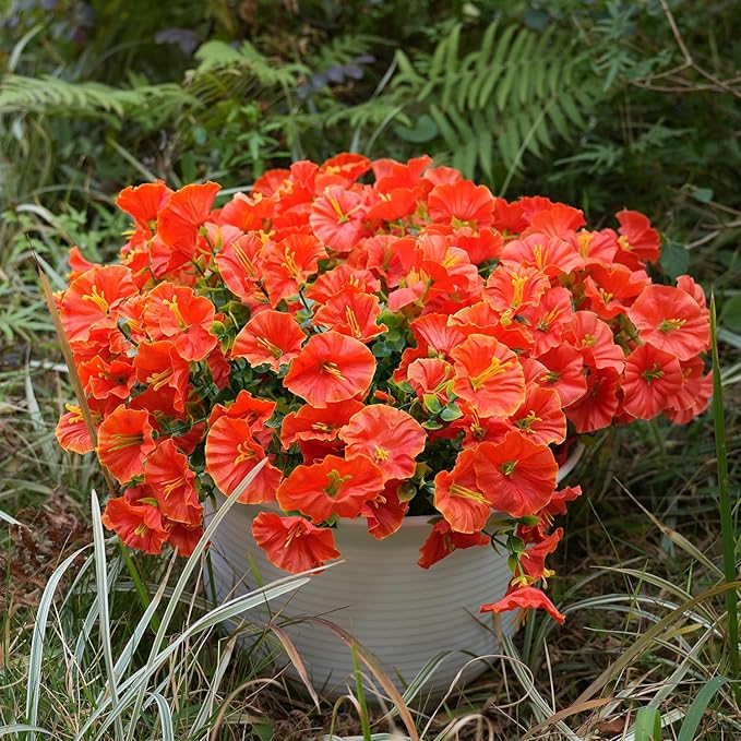 Artificial Flowers for Outdoors, UV Resistant Fake Silk Morning Glory, - Image 5