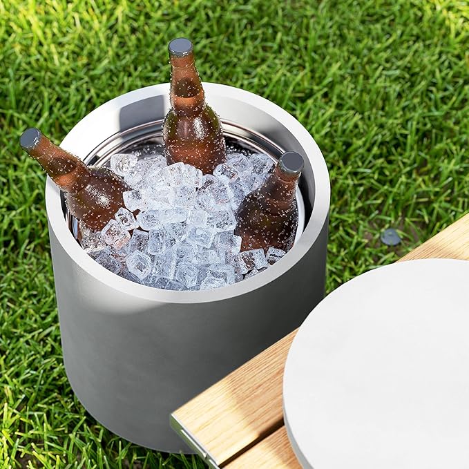 HOMCOM 2.6 Gal Outdoor Cooler Side Table, 3-in-1 Cool Coffee Table - Image 9