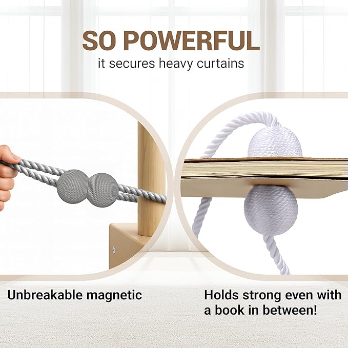 Hion Magnetic Curtain Tiebacks Grey 2pcs, Curtain Tiebacks Buckles Holdbacks - Image 5