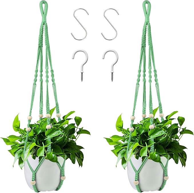 Augshy Macrame Plant Hangers Green Hanging Planters by Augshy
