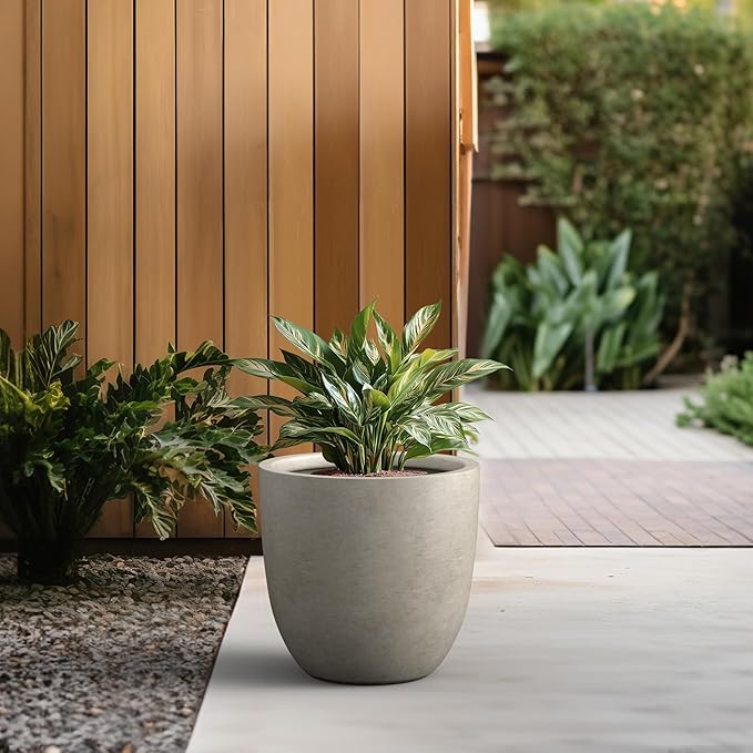 Kante 18 Inch Diameter Round Concrete Planter, Indoor Outdoor Large Plant Pot - Image 5