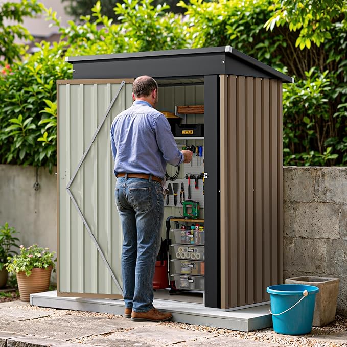Greesum 5×3FT Outdoor Storage Shed, Metal Patio Storaged Sheds - Image 6