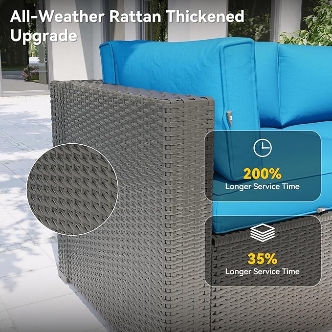 Aoxun Patio Furniture Set, 7 Piece Outdoor Sectional Sofas - Image 4