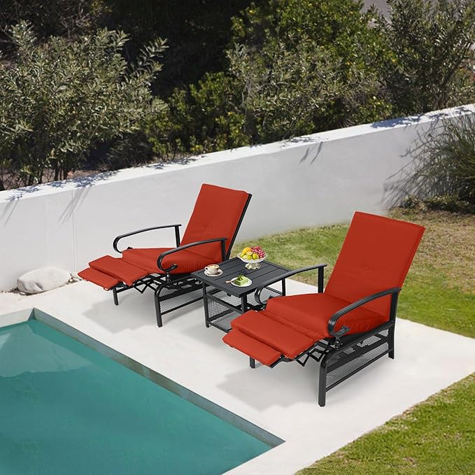Oakcloud Adjustable Outdoor Lounge Chair Metal Patio Relaxing Recliner Chair - Image 6