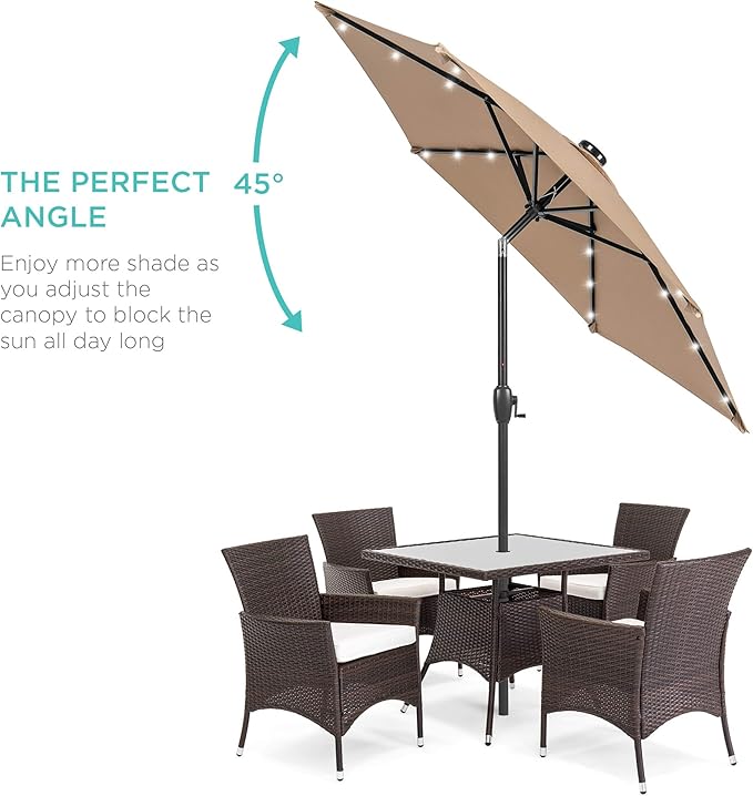 Best Choice Products 7.5ft Outdoor Solar Market Table Patio Umbrella - Image 2