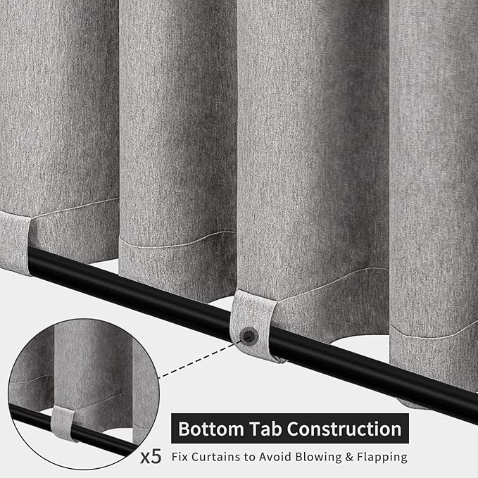 Easy-Going Linen Look Outdoor Curtains Waterproof Windproof Porch Curtains - Image 4