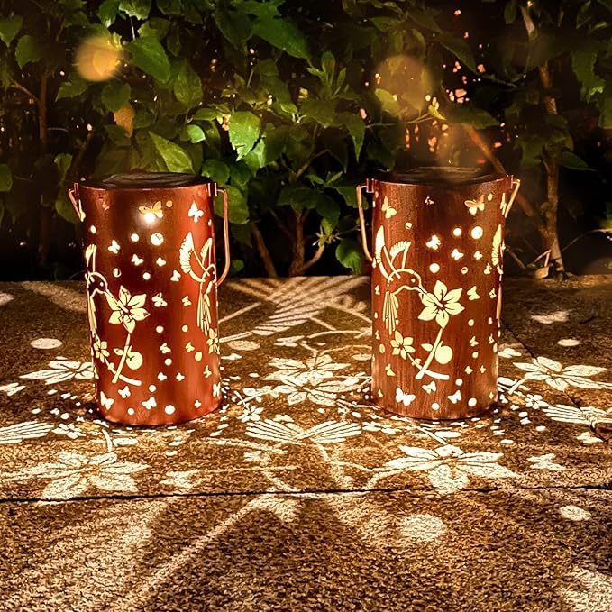 2 Pack Solar Lanterns Outdoor Waterproof Hummingbirds Birthday Gifts - Image 7