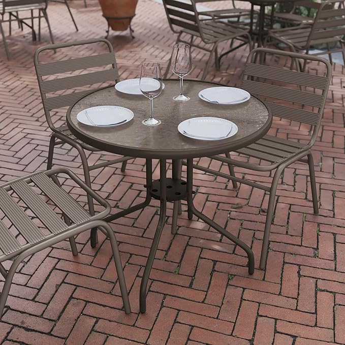 Flash Furniture Bellamy 31.5'' Round Indoor/Outdoor Tempered Glass Metal Frame - Image 5