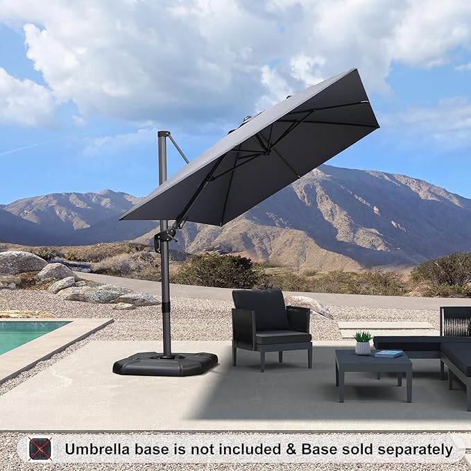 PURPLE LEAF 8' X 11' Left-right Tilt Patio Umbrella Outdoor Cantilever Swivel - Image 2