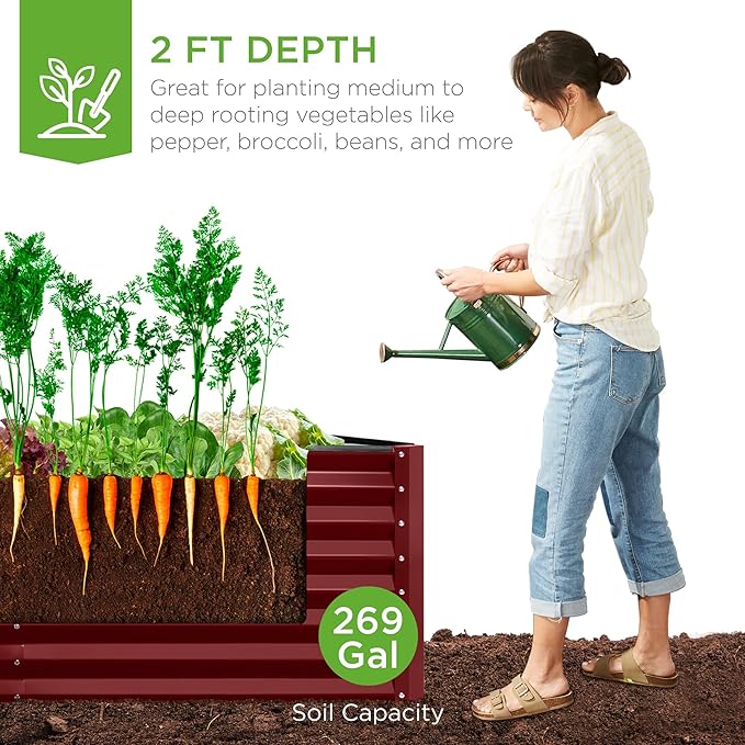 Best Choice Products 6x3x2ft Outdoor Metal Raised Garden Bed, Deep Root Box - Image 3