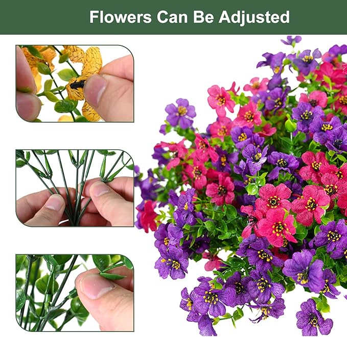 Artificial Flowers for Outdoor, UV Resistant Fake Silk Flowers, Realistic Faux - Image 2