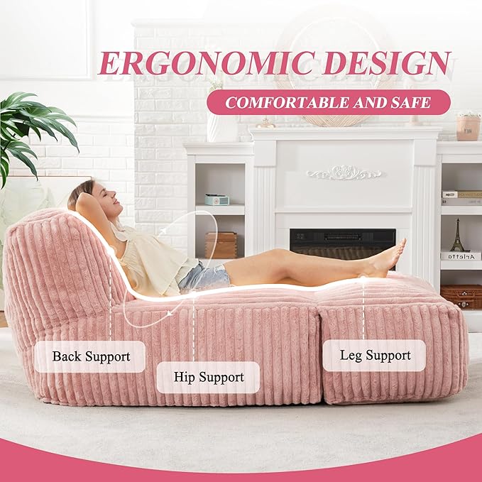 Hobestluk Big Bean Bag Lounger Chairs Large Beanbag Chair - Image 4