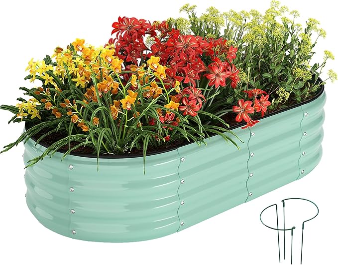 Galvanized Metal Planter Raised Garden Bed Kit by ZFHgarden