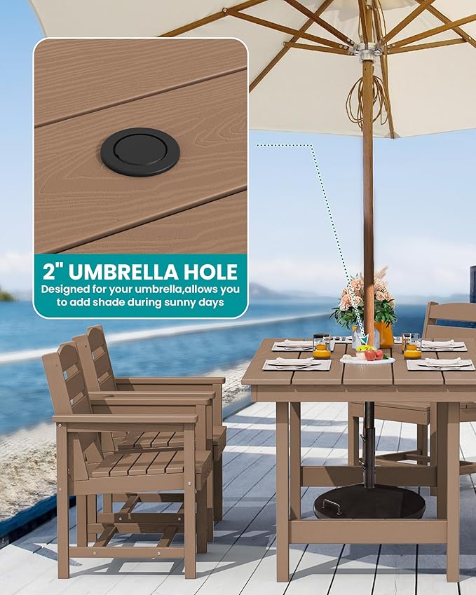 SERWALL 7-Piece Patio Outdoor Table & Chairs, HDPE Dining Set - Image 2