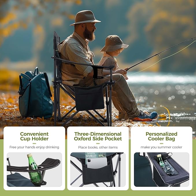 ALPHA CAMP Heavy Duty Camping Chair 500LBS Capacity, Oversized Folding Chair - Image 9