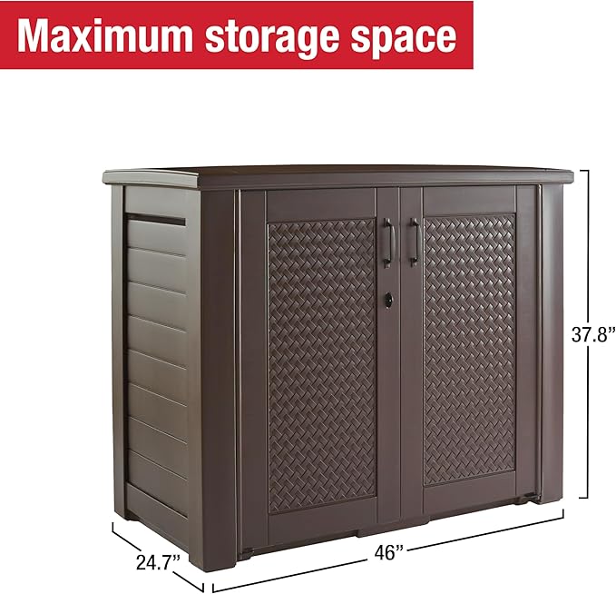 Rubbermaid Decorative Outdoor Storage Cabinet, Weather Resistant, Organization - Image 5