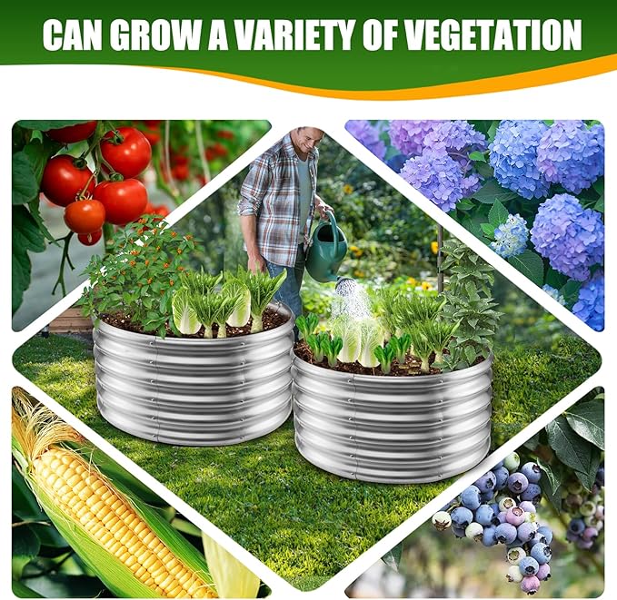 17" Tall Elevated Round Metal Rised Garden Bed- 2.7'x2.7' in Size and 0.8MM - Image 6