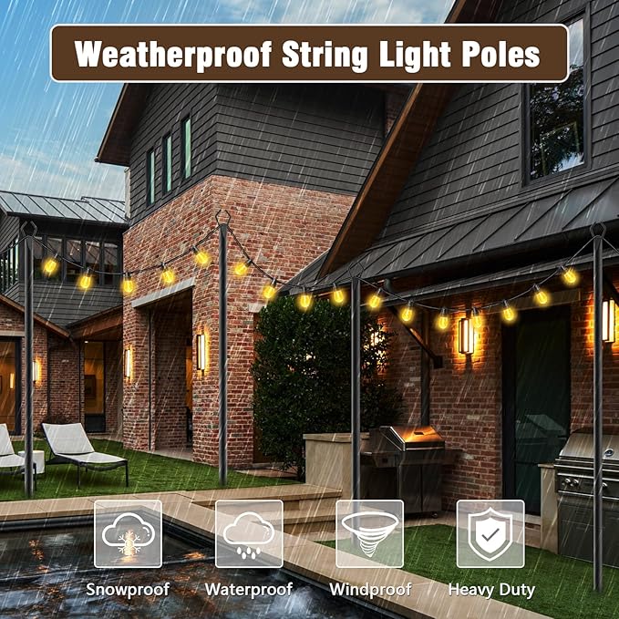 10Ft String Light Poles 4 Pack, Light Poles - Image 5
