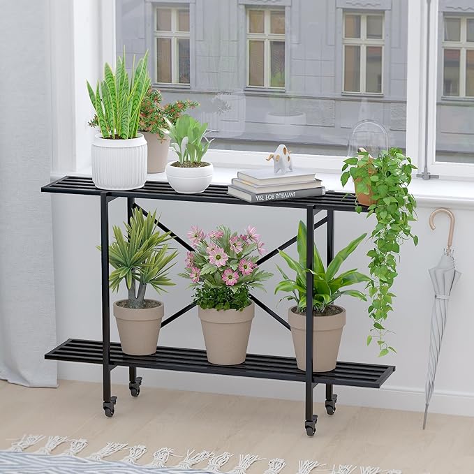 Zhongma 2 Tier Metal Sturdy Narrow Plant Stand - Image 3