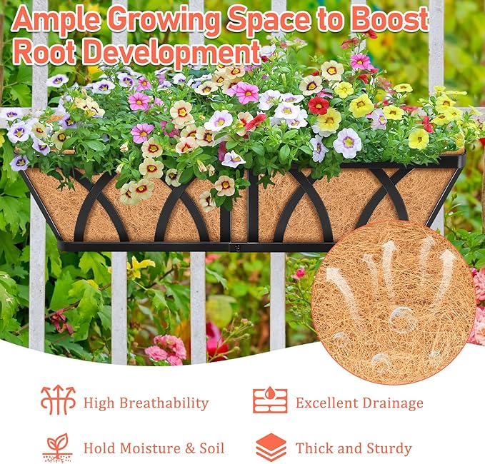 Riare 3 Pack 24 Inch Metal Railing Planter Window Box - Image 6