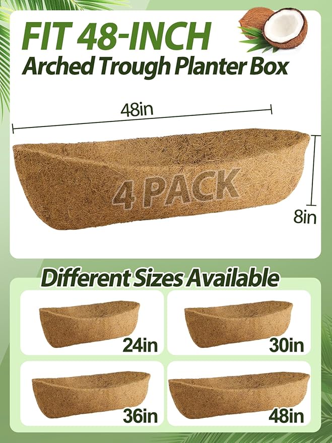 48in Arched Coco Liners for Window Planter Box - Image 4