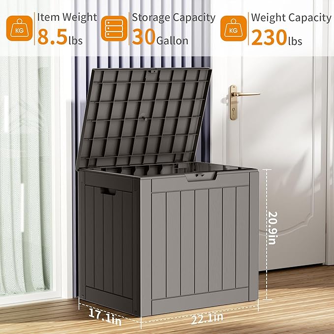 30 Gallon Outdoor Storage Box, Large Resin Deck Box - Image 2