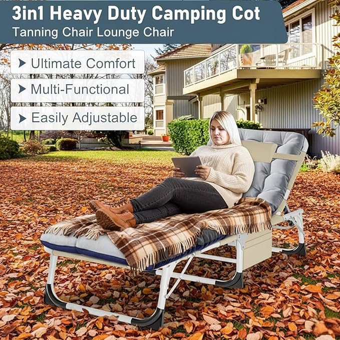 ABORON 3-in-1 Sun Tanning Chair – Oversized Folding Chaise Lounge - Image 3