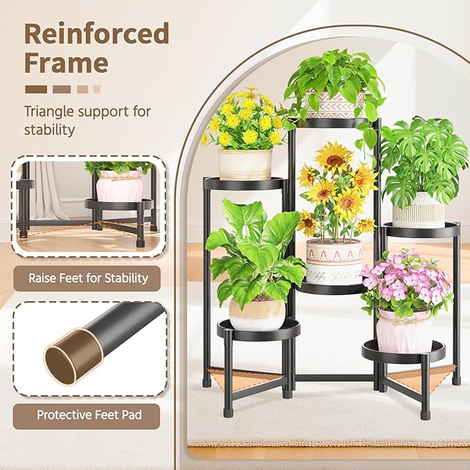 LASZOLA 6 Tiered Folding Tall Plant Stand Indoor - Image 3