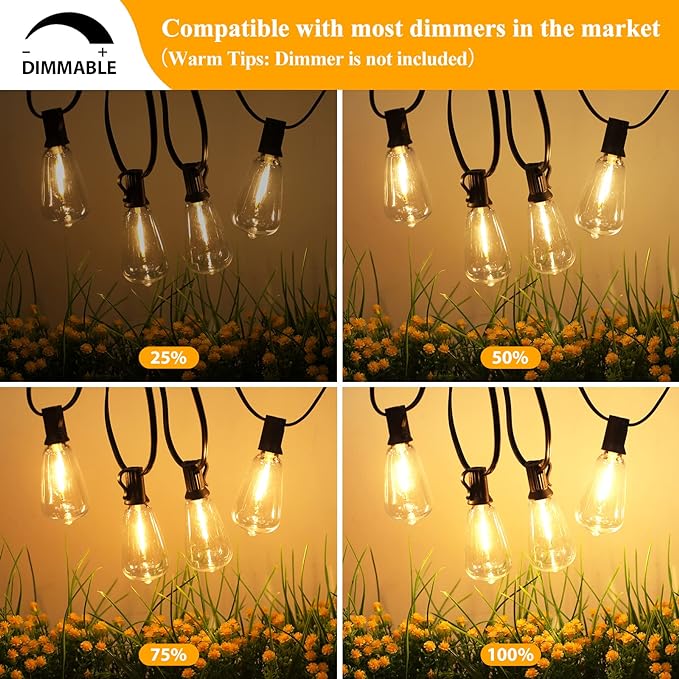 Brightever LED Outdoor String Lights 100FT Patio Lights - Image 4