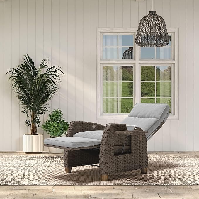 Grand patio Indoor & Outdoor Recliner Chair PE Wicker Patio Recliner - Image 4