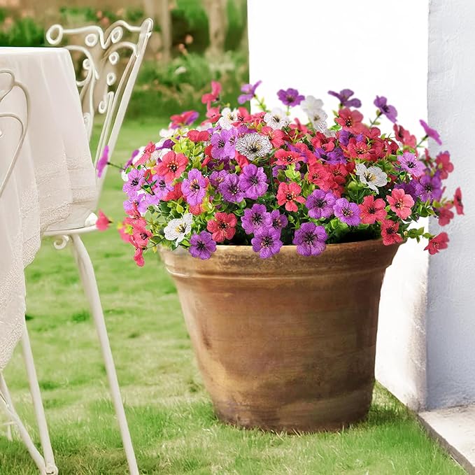 Artificial Flowers Faux Plants Outdoor Fake Flowers Spring Decor, 12 Bundles - Image 7