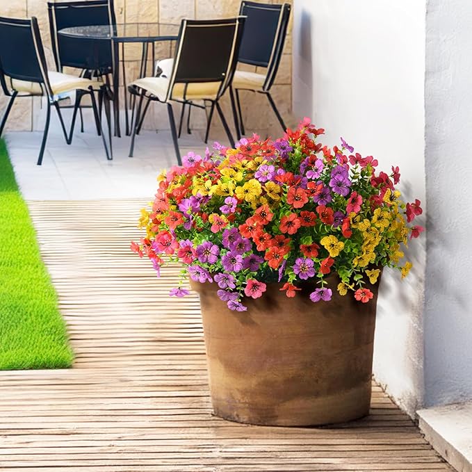 Artificial Flowers Faux Plants Outdoor Fake Flowers Spring Decor, 12 Bundles - Image 5