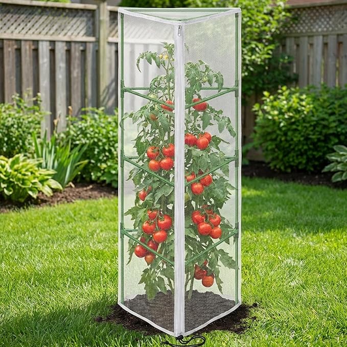 2 Pcs Garden Bird Netting for Triangle Plant Cage, Tomato Trellis Insect Bird - Image 7