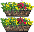2 Pack 30" Railing Planter Window Box Deck Balcony Rail Planters Black Metal by EIMQUVW