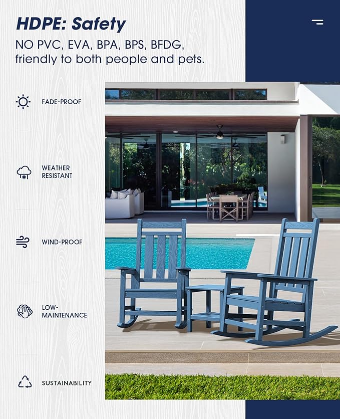 KINGYES Oversized Outdoor Rocking Chair Set of 8, All-Weather Patio Rocking - Image 7