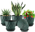 7 inch Plant Pots for Indoor Outdoor Plants, 5 Pack Thick Flower Pots by Meowell