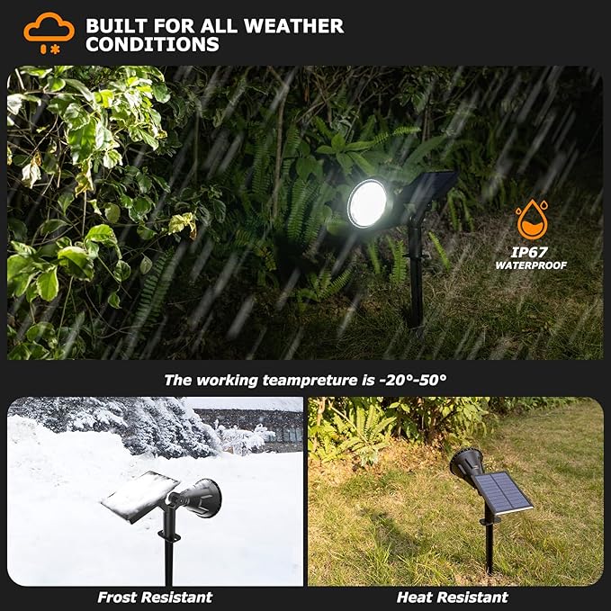 Solar Lights Outdoor, Ultra Bright 21 LEDs IP67 Waterproof Landscape Lighting - Image 4