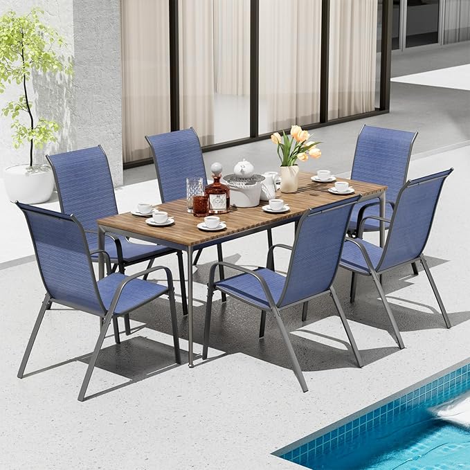 TLSUNNY Patio Chairs, Stackable Textilene Outdoor Dining Furniture - Image 2