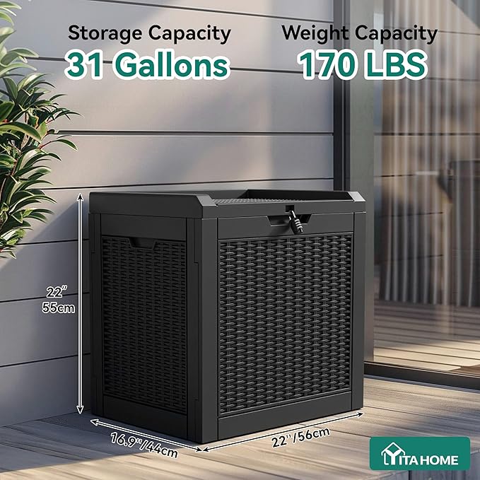 YITAHOME 32 Gallon Deck Box, Resin Storage - Image 6